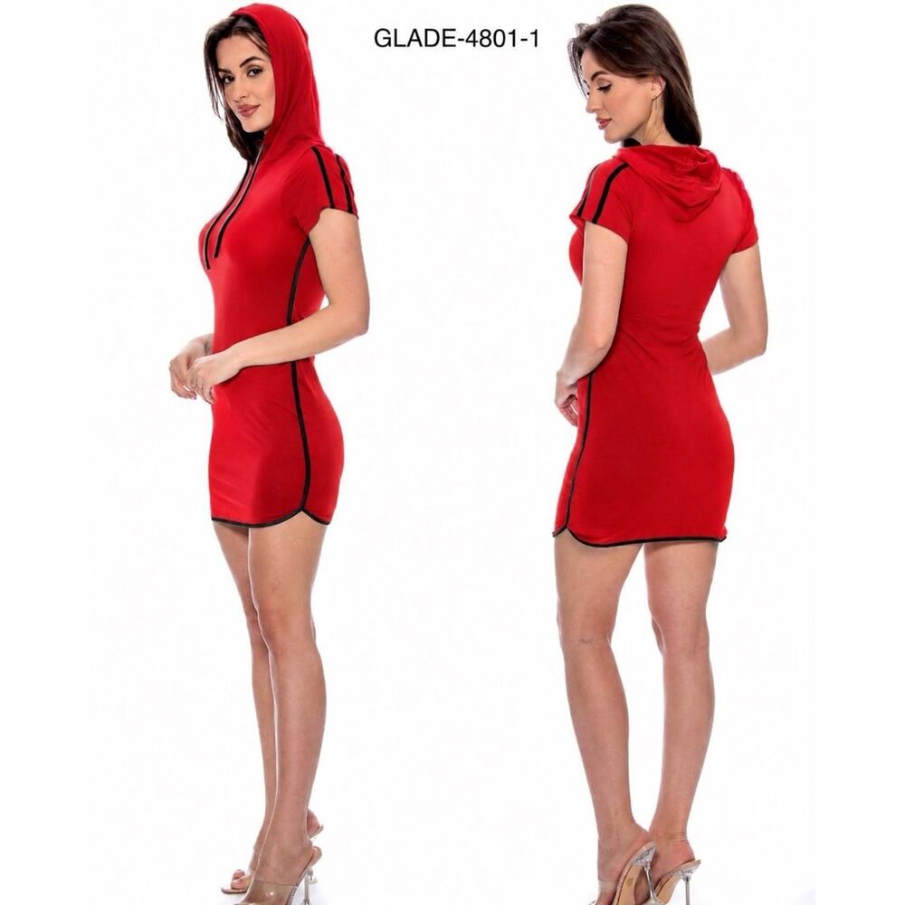 True Rock Hooded Mini Dress - Red
